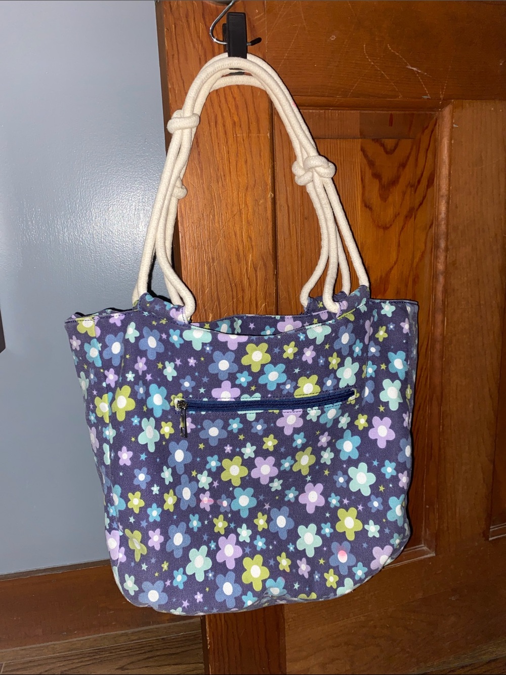 Farmhouse is My Style Canvas Floral Daisy Rope-Handle Tote Bag